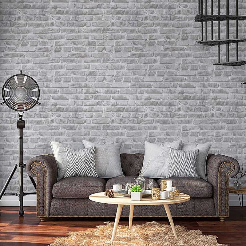 Timeet Grey Brick Peel and Stick Wallpaper Brick Contact Paper 17.7" x 78.7" Removable Wallpaper Self-Adhesive 3D Brick Wallpaper Grey Brick Wallpaper for Room Decoration Vinyl Film Roll - Image 5